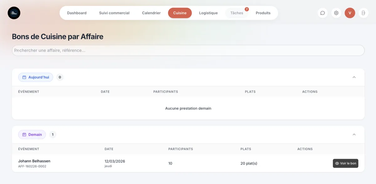 SaaS Traiteur - Pilote ton entreprise