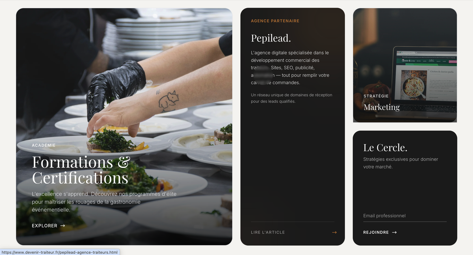 Blog Devenir Traiteur - Grille d'articles