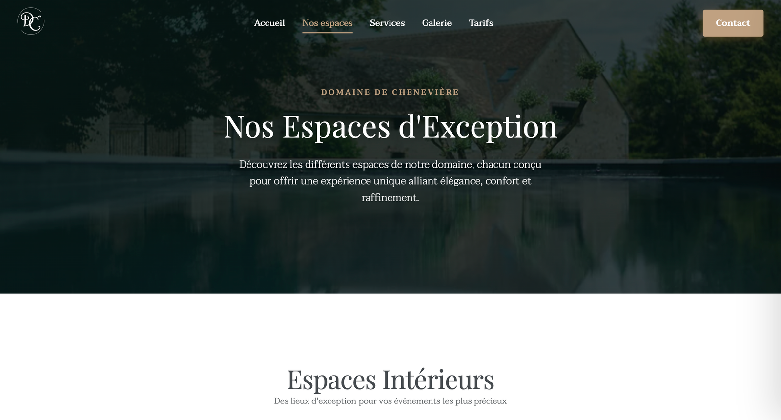 Site Chenevière - Page des espaces de réception