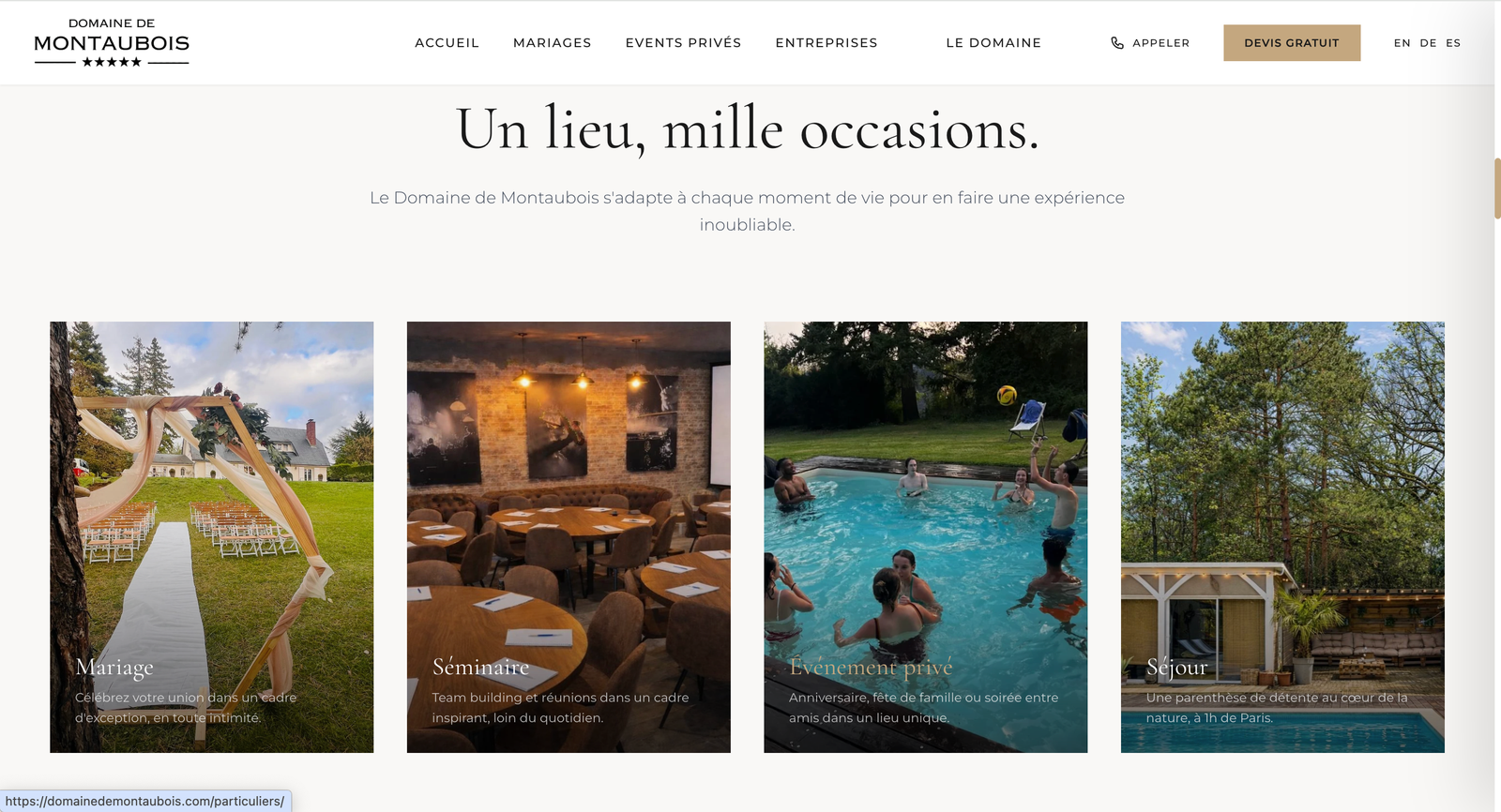 Site Montaubois - Les espaces du domaine